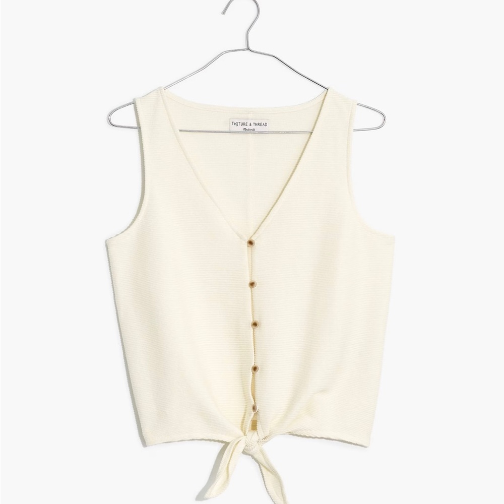 Texture & Thread (Madewell) Button-Front Tie Tank Top